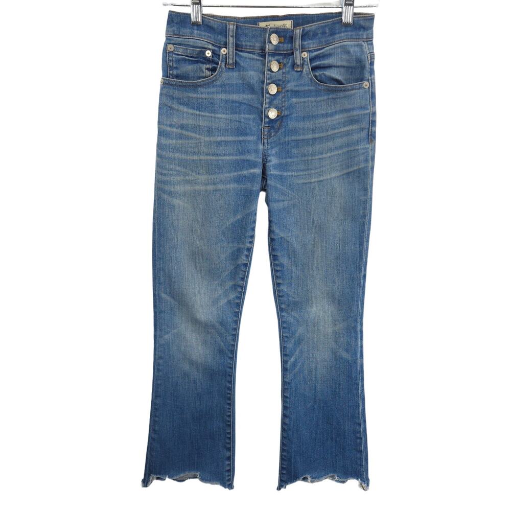 Madewell Jeans Womens 25 Blue Cali Demi Boot Crop Button Fly Medium Wash Denim